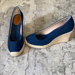 JCrew Navy Espadrille Wedges SZ 8